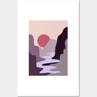 Modern Pink And Purple Mountains 2 Posters and Art